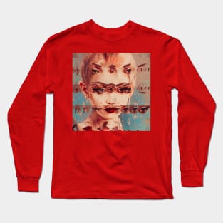 EYES Surreal Glitch Art Portrait Long Sleeve T-Shirt